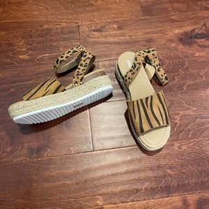 SODA Espadrille Sandals Tiger Stripe Print